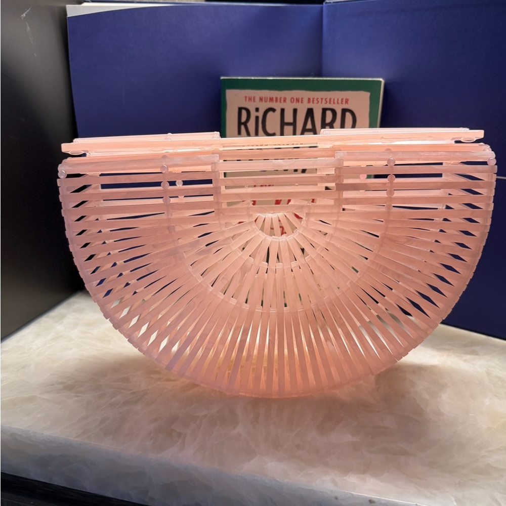 cult gaia Peach Pink Semi-Circle Acrylic Handbag